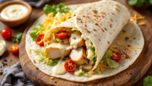 Tortille z kurczakiem i sosem czosnkowym